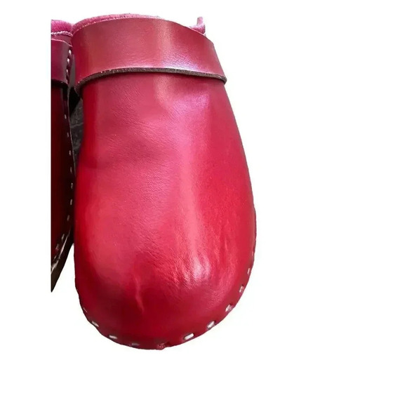 Bjork Red Swedish Wooden Block Sole Leather Slip-On Clogs Size 36 - Picture 8 of 10